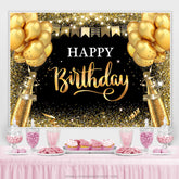 Schwarz Und Golden Ballon Funkeln Geburtstag Hintergrund